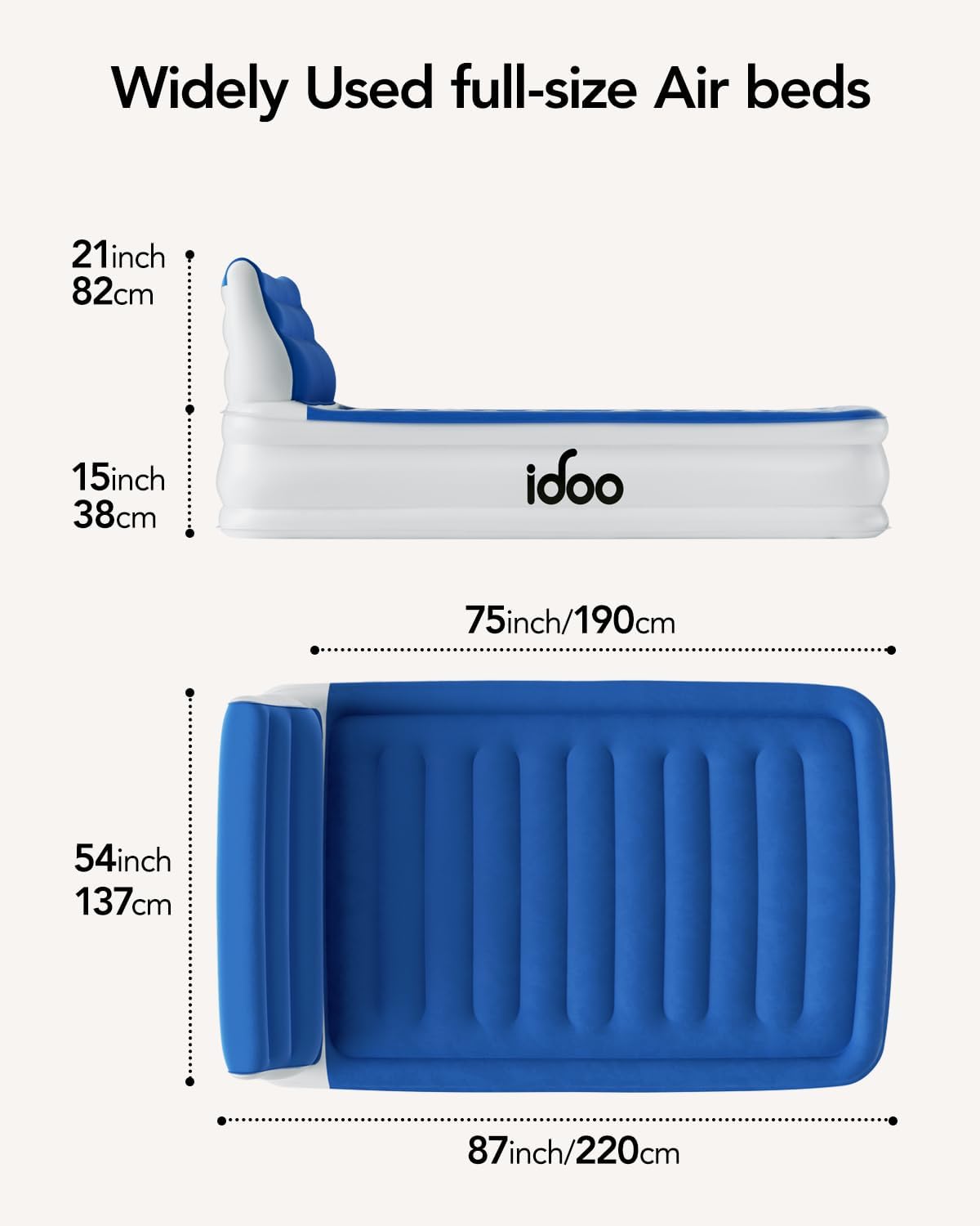 Queen Size 18" Air Mattress with Headboard