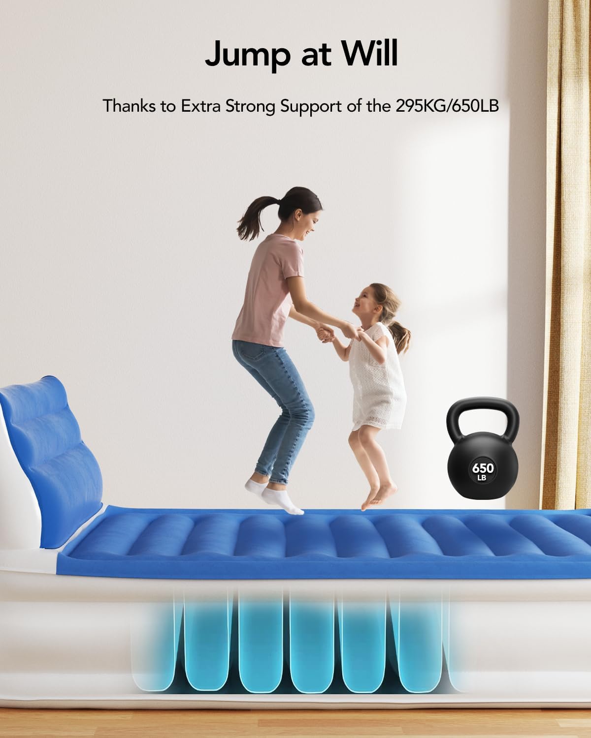 Queen Size 18" Air Mattress with Headboard