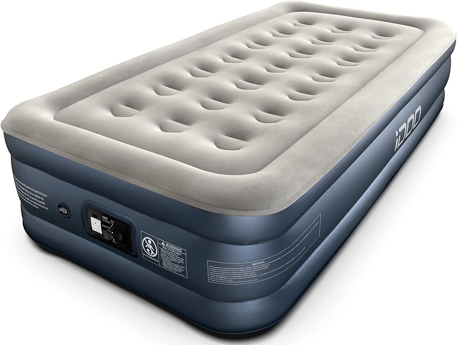 Single inflatable mattress outlet with pump