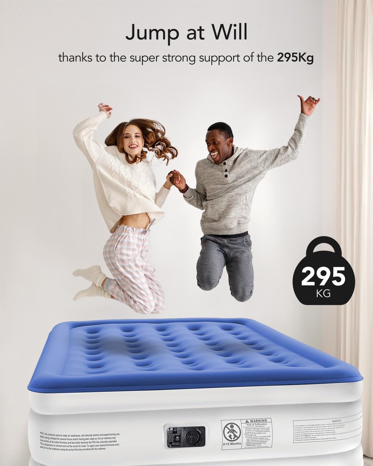 iDOO King Air Bed, Inflatable Mattress with Built-in Electric Pump