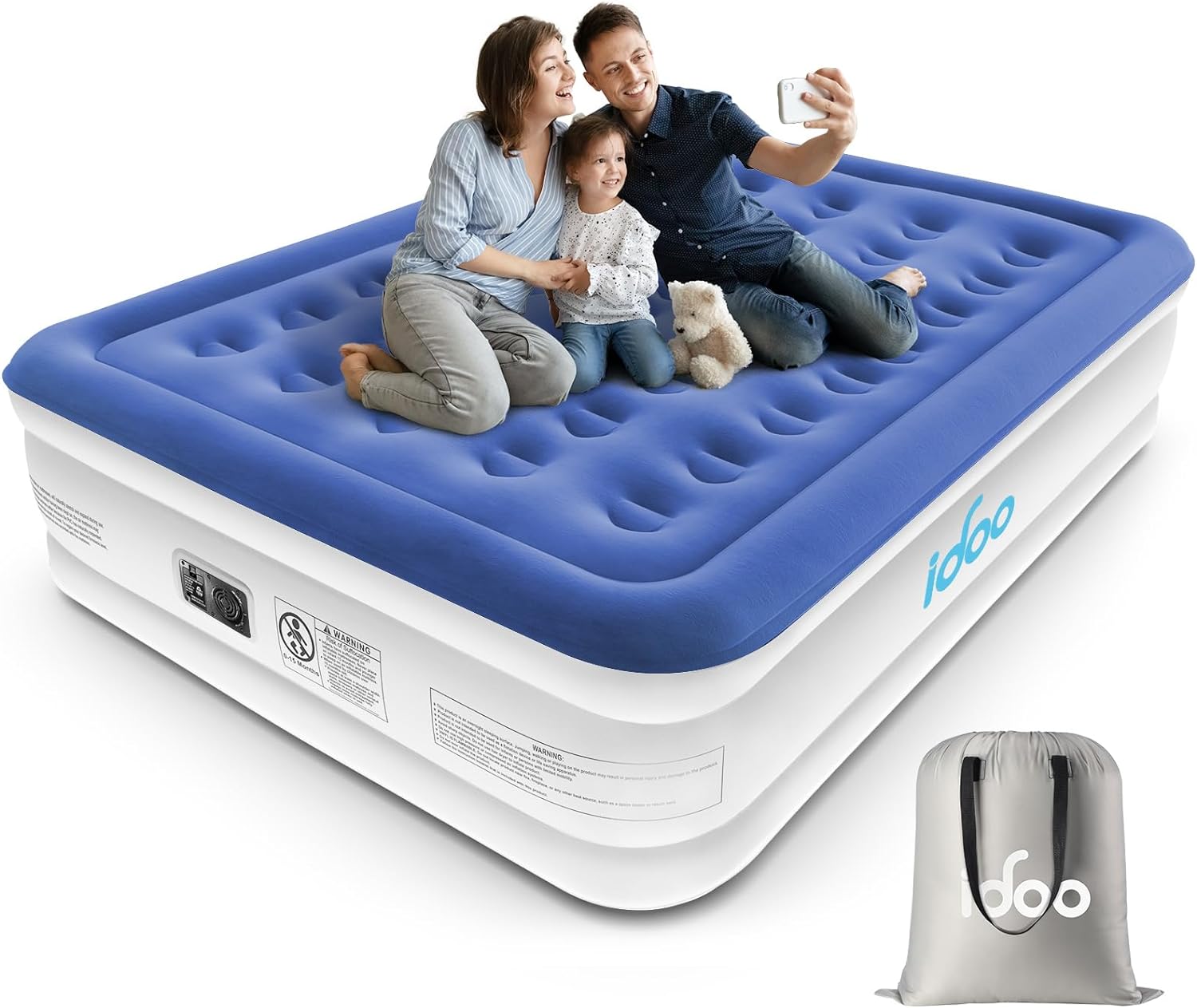 iDOO King Air Bed, Inflatable Mattress with Built-in Electric Pump