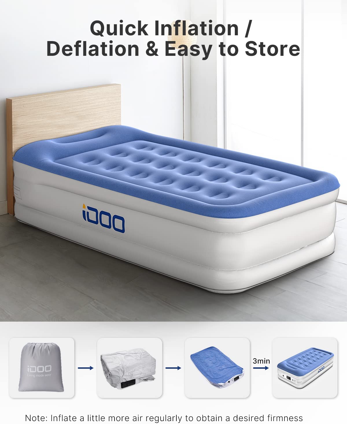 Intex single air bed with built in electric outlet pump