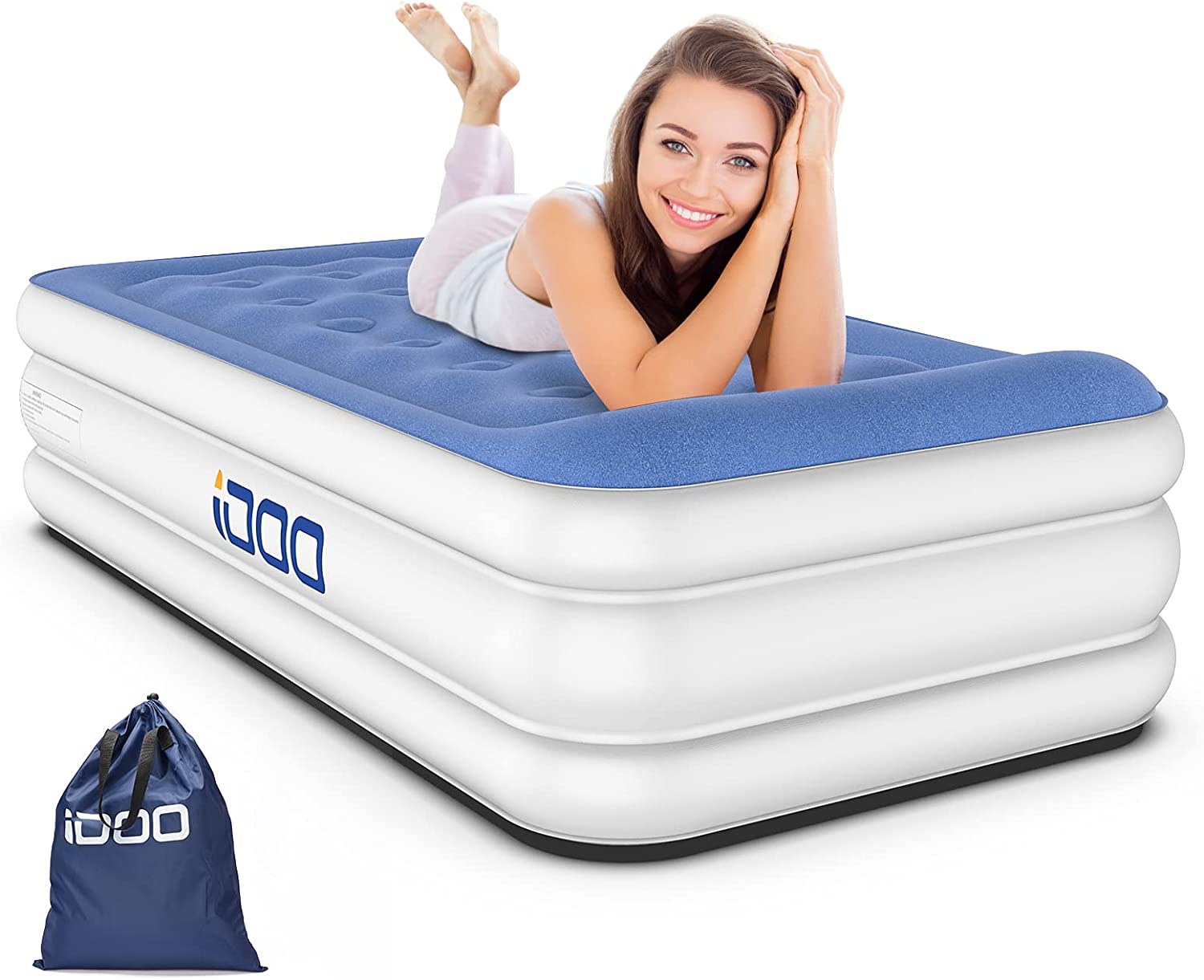 iDOO Single Inflatable Bed, Air with Built-in Pillow