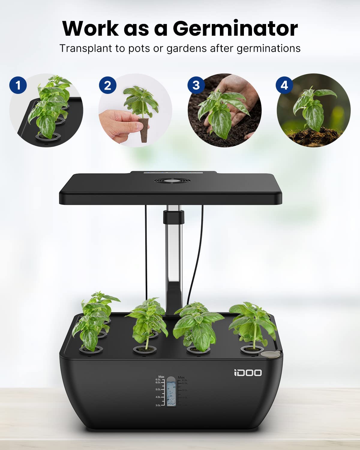 iDOO 12 Pods Hydroponics Growing System with 6.5L Water Tank - Hydroponic Growing System Hydroponic Growing Systems by idoo
