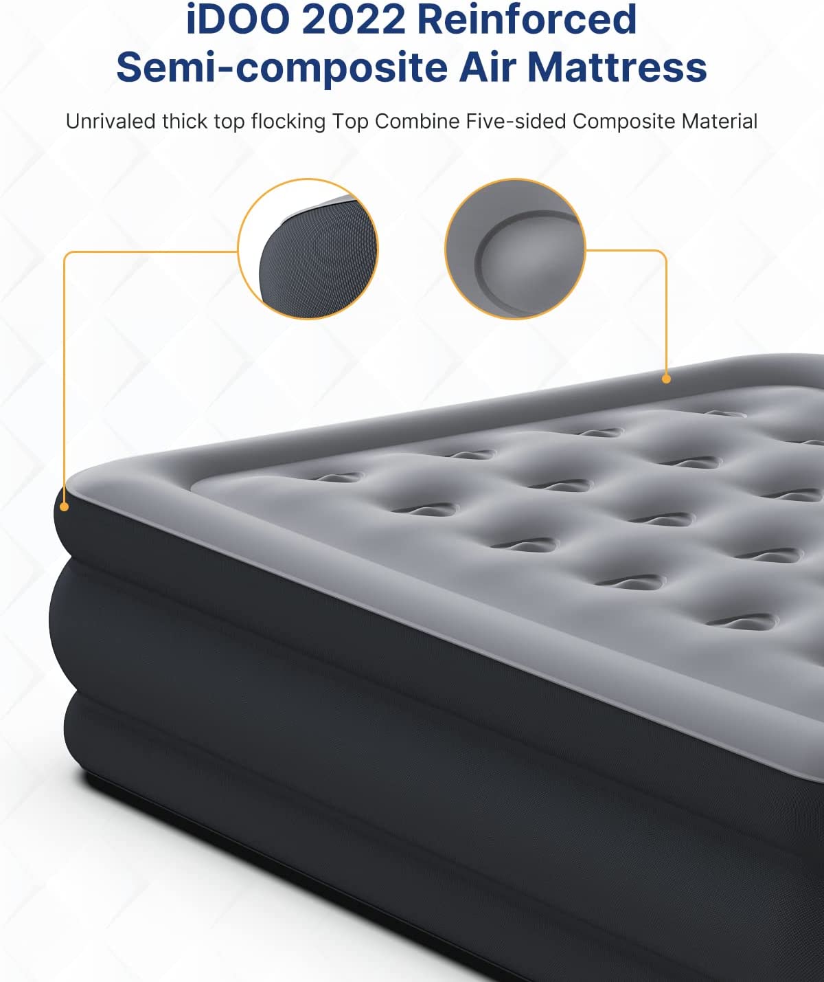 iDOO Double size Air Bed, Inflatable bed with Built-in Pump