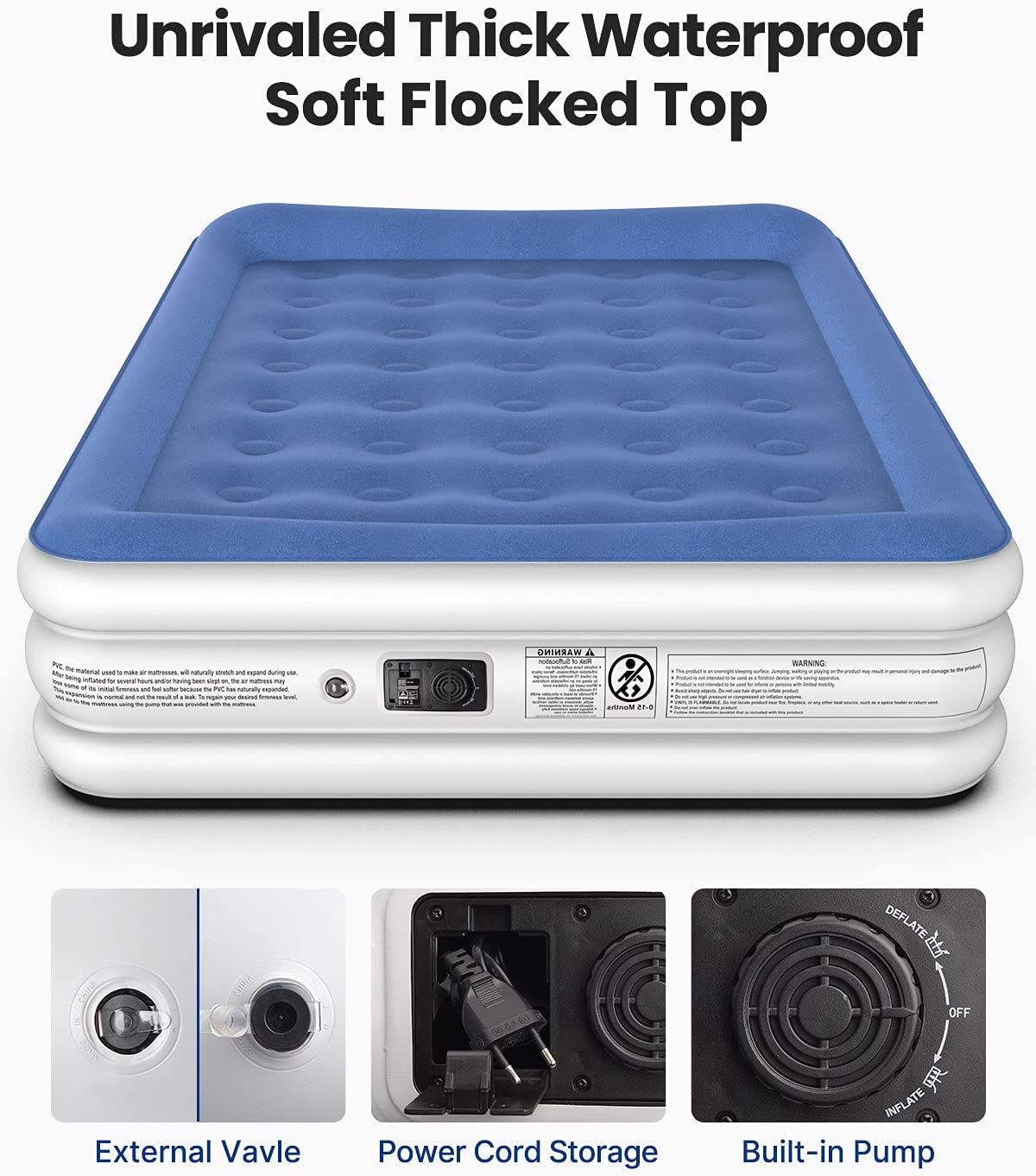 iDOO Inflatable Mattress with Integrated Pillow and Pump
