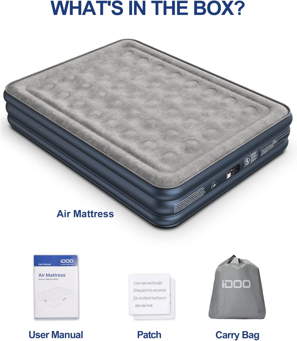 iDOO King size Air Bed, Inflatable bed with Built-in Pump
